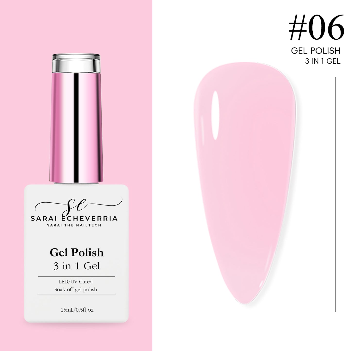 3 in 1 Gel Polish #6- Powder Pink