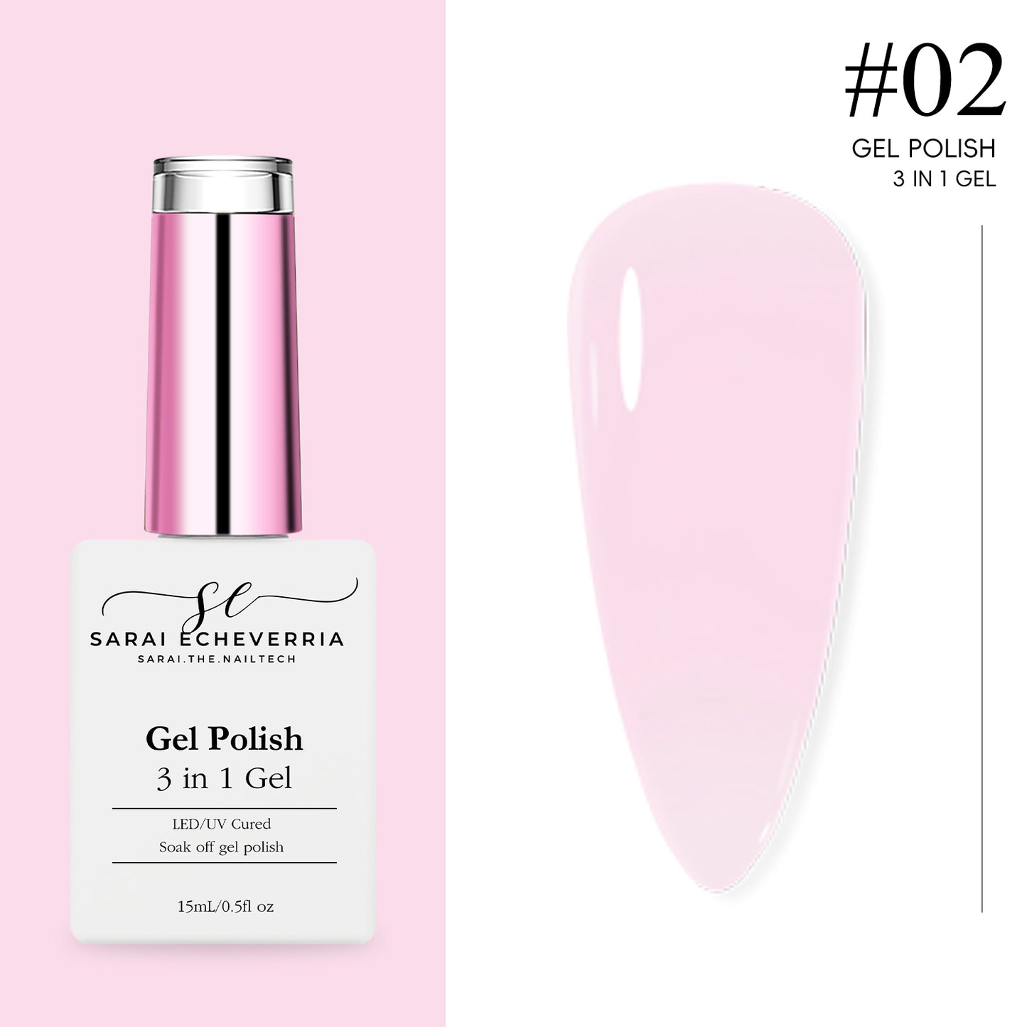 3 in 1 Gel Polish #2- Petal Pink